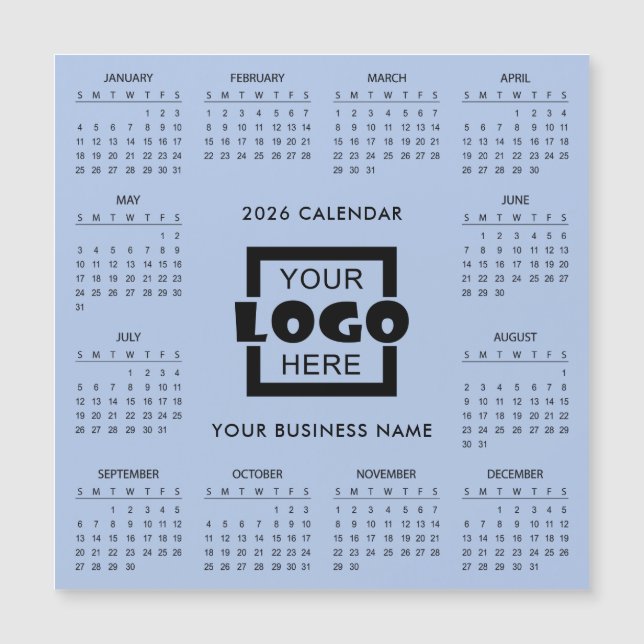 Add Your Own Business Logo 2026 Calendar | Magnet (Frente)