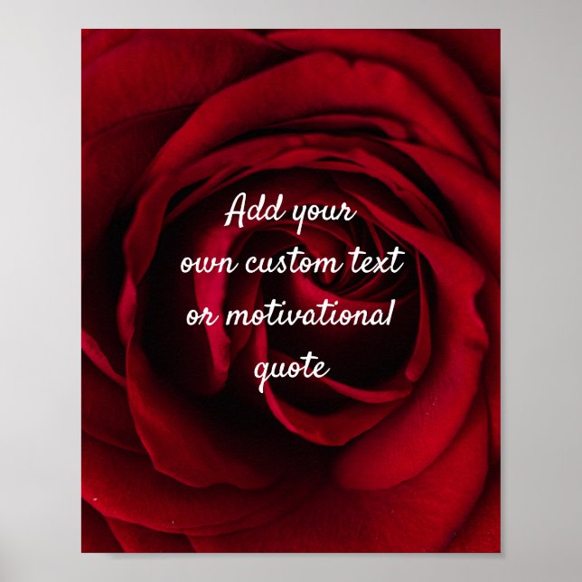 Add Your Own Custom Quote Poster - Red Rose (Frente)
