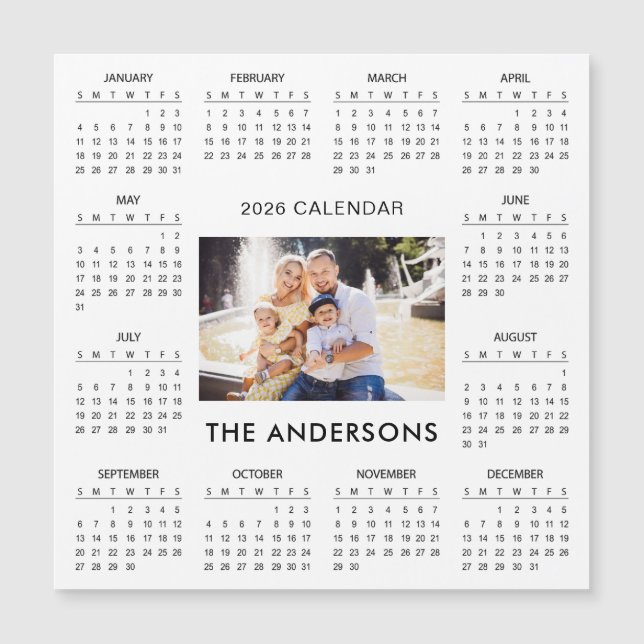Add Your Own Family Photo 2026 Calendar | Magnet (Frente)