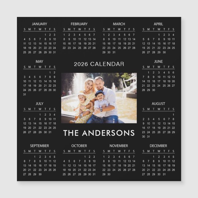 Add Your Own Family Photo 2026 Calendar | Magnet (Frente)
