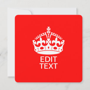 Add Your Text KEEP CALM CROWN on Red Customize it!
