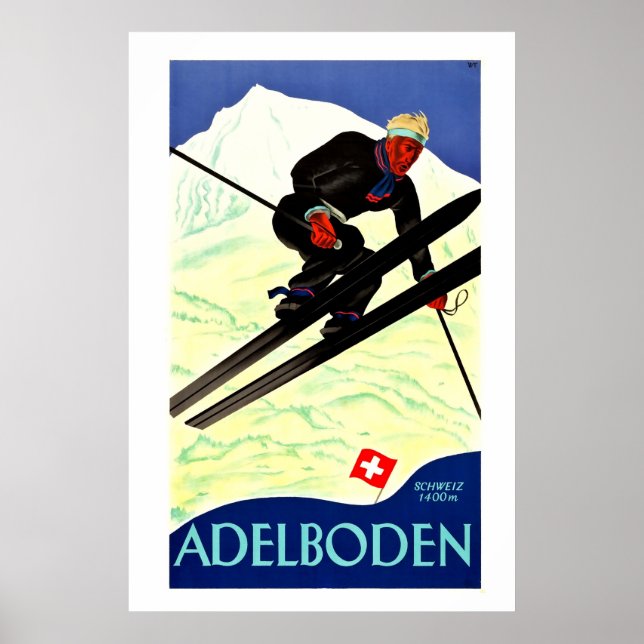 Adelboden,Schweiz, Poster de viagens de Esqui (Frente)