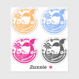 Adesivo ʻOhana A Pau Hawaiian Family 4-Color Square Sticke