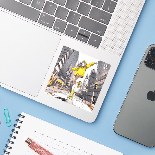 Adesivo イエローパーカーJK シール GenerativeAI (Notebook com iPhone)