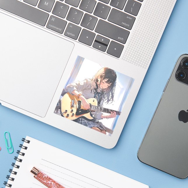 Adesivo シール Seal｜ギターJK 寿司娘 GenerativeAI (Notebook com iPhone)