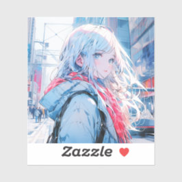 Adesivo 振り返り銀髪美人 | 東京娘 GenerativeAI Seal