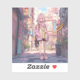 Adesivo 都会の桜色/Urban Pink Seal | 東京娘 GenerartiveAI