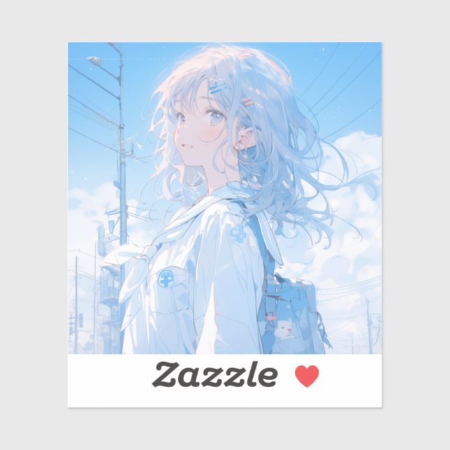 Adesivo 青と夏/Blue and Summer | 東京娘 GenerartiveAI シール (Folha)