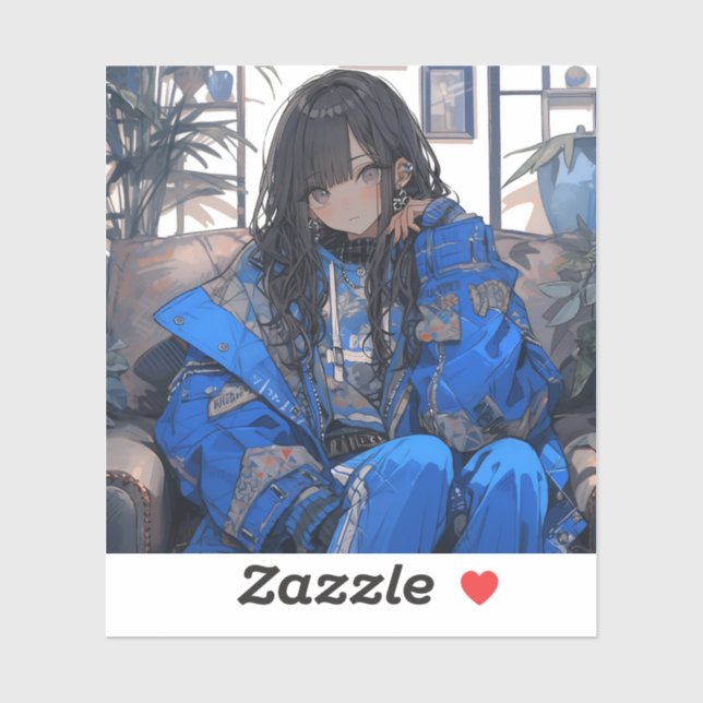 Adesivo 青春のインディゴ/Indigo Youth Seal | 東京娘 GenerartiveAI シール (Folha)