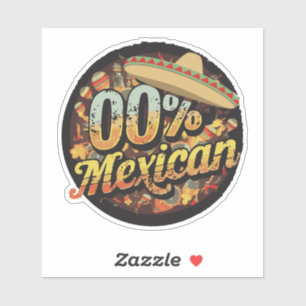 Adesivo 0% Mexicano Cinco de Mayo Fiesta Sombrero Mexicano