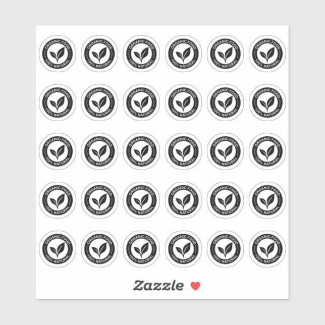 Adesivo 100% Organic Food Mini Food Label  (Folha)