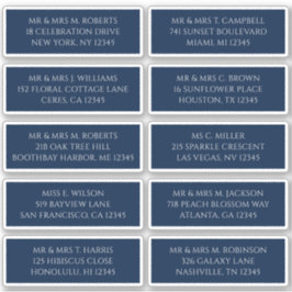 Adesivo 10 Nome de Convidado Individual Endereço Azul Míst