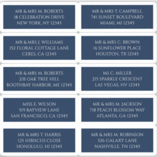 Adesivo 10 Nome de Convidado Individual Endereço Azul Míst