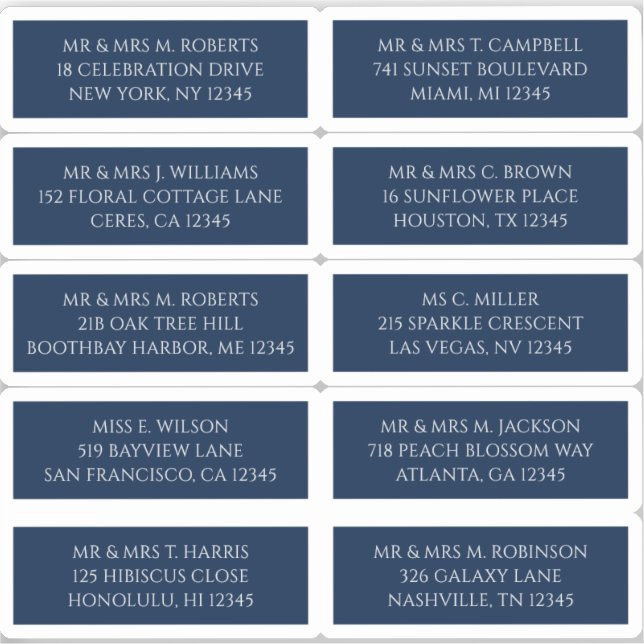 Adesivo 10 Nome de Convidado Individual Endereço Azul Míst (Frente)