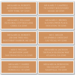 Adesivo 10 Nome de Convidado Individual Endereço Champagne