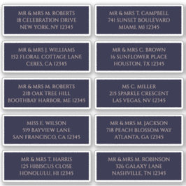 Adesivo 10 Nome de Convidado Individual Endereço Marinho M