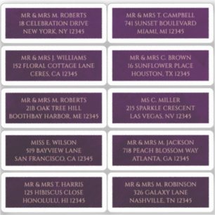 Adesivo 10 Nome de Convidado Individual Endereço Mystical