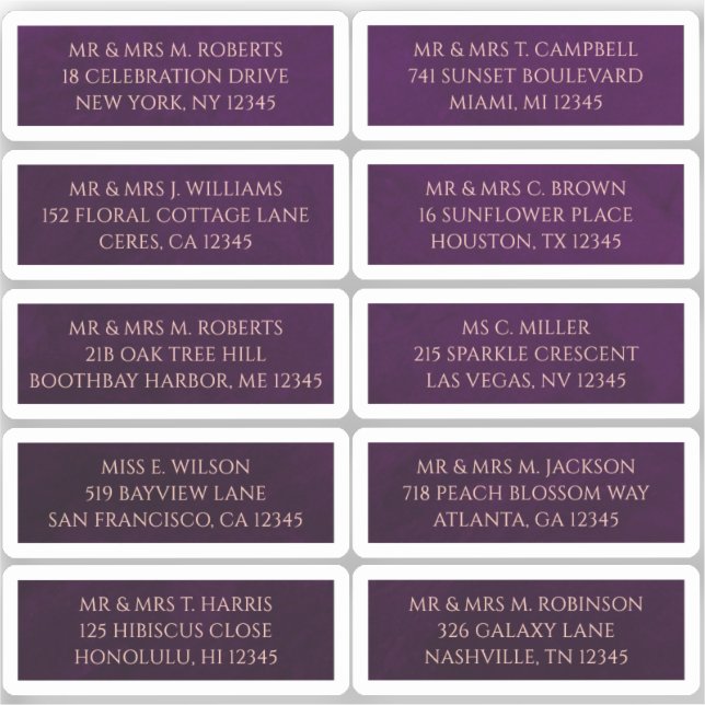 Adesivo 10 Nome de Convidado Individual Endereço Mystical  (Frente)