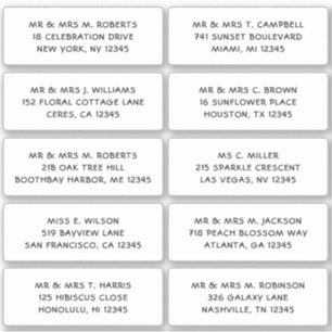 Adesivo 10 Nome de Convidado Individual Endereço Parte Ca