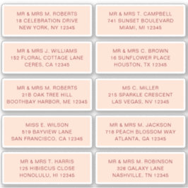 Adesivo 10 Nome de Convidado Individual Endereço Parte Cas