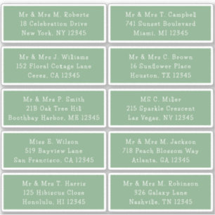 Adesivo 10 Nome de Convidado Individual Endereço Parte Cas