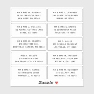 Adesivo 10 Nome de Convidado Individual Endereço Parte Cas