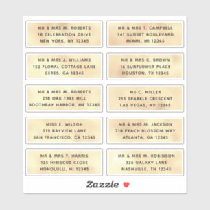 Adesivo 10 Nome de Convidado Individual Endereço Parte Cas