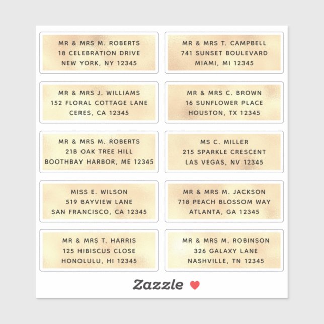 Adesivo 10 Nome de Convidado Individual Endereço Parte Cas (Folha)