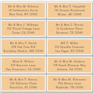 Adesivo 10 Nome de Convidado Individual Endereço Parte Cas