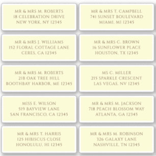 Adesivo 10 Nome de Convidado Individual Endereço Parte Cas