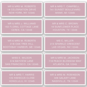 Adesivo 10 Nome de Convidado Individual Endereço Parte Cas