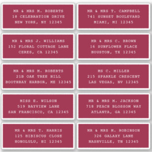 Adesivo 10 Nome de Convidado Individual Endereço Parte Cas