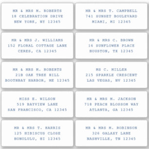 Adesivo 10 Nome de Convidado Individual Endereço Parte Cas