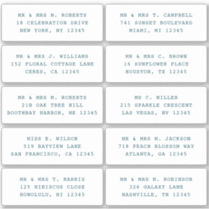 Adesivo 10 Nome de Convidado Individual Endereço Parte Cas