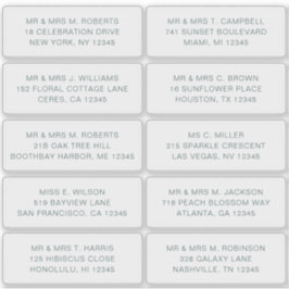 Adesivo 10 Nome de Convidado Individual Endereço Parte Cas