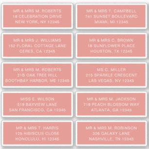 Adesivo 10 Nome de Convidado Individual Endereço Parte Cas