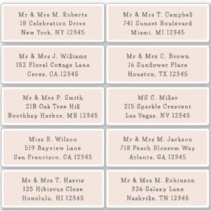 Adesivo 10 Nome de Convidado Individual Endereço Parte Cas