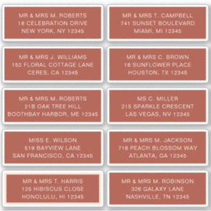 Adesivo 10 Nome de Convidado Individual Endereço Parte Cas