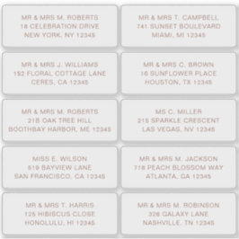 Adesivo 10 Nome de Convidado Individual Endereço Parte Cas