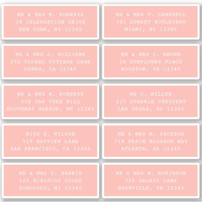 Adesivo 10 Nome de Convidado Individual Endereço Partido C (Frente)