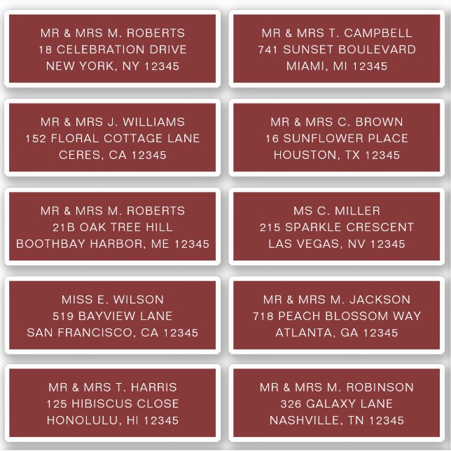 Adesivo 10 Nome de Convidado Individual Endereço Partido C (Frente)