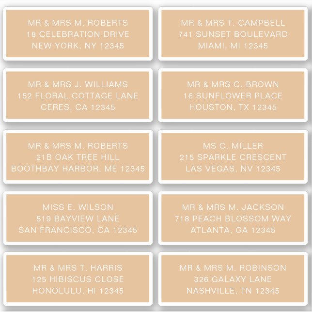 Adesivo 10 Nome de Convidado Individual Endereço Partido C (Frente)