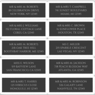 Adesivo 10 Nome de Convidado Individual Endereço Preto Mís