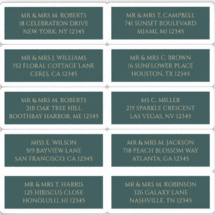 Adesivo 10 Nome de Convidado Individual Endereço Verde Mís