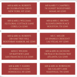Adesivo 10 Nome de Convidado Individual Endereço Vermelho 