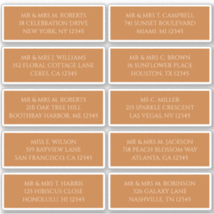 Adesivo 10 Nome do Convidado Individual Endereço Champagne