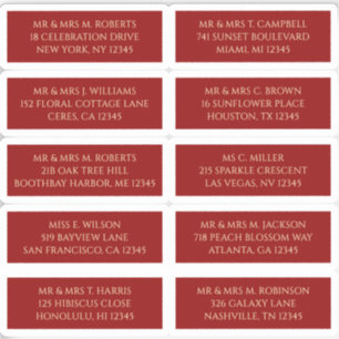 Adesivo 10 Nome do Convidado Individual Endereço Vermelho