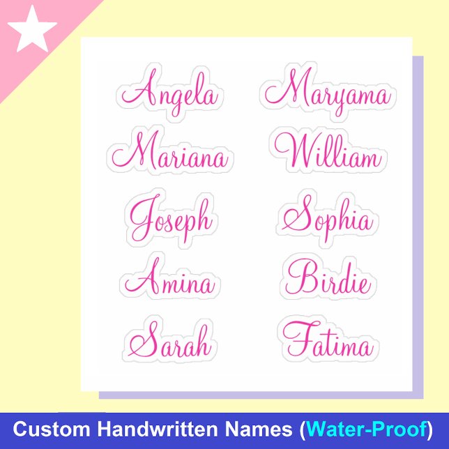Adesivo 10 nomes para raparigas | Autocolantes de caligraf (Pink First Names for Girls)