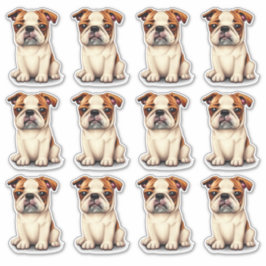 Adesivo 12 Cachorros de Bulldog