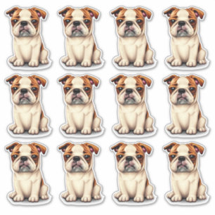 Adesivo 12 Cachorros de Bulldog